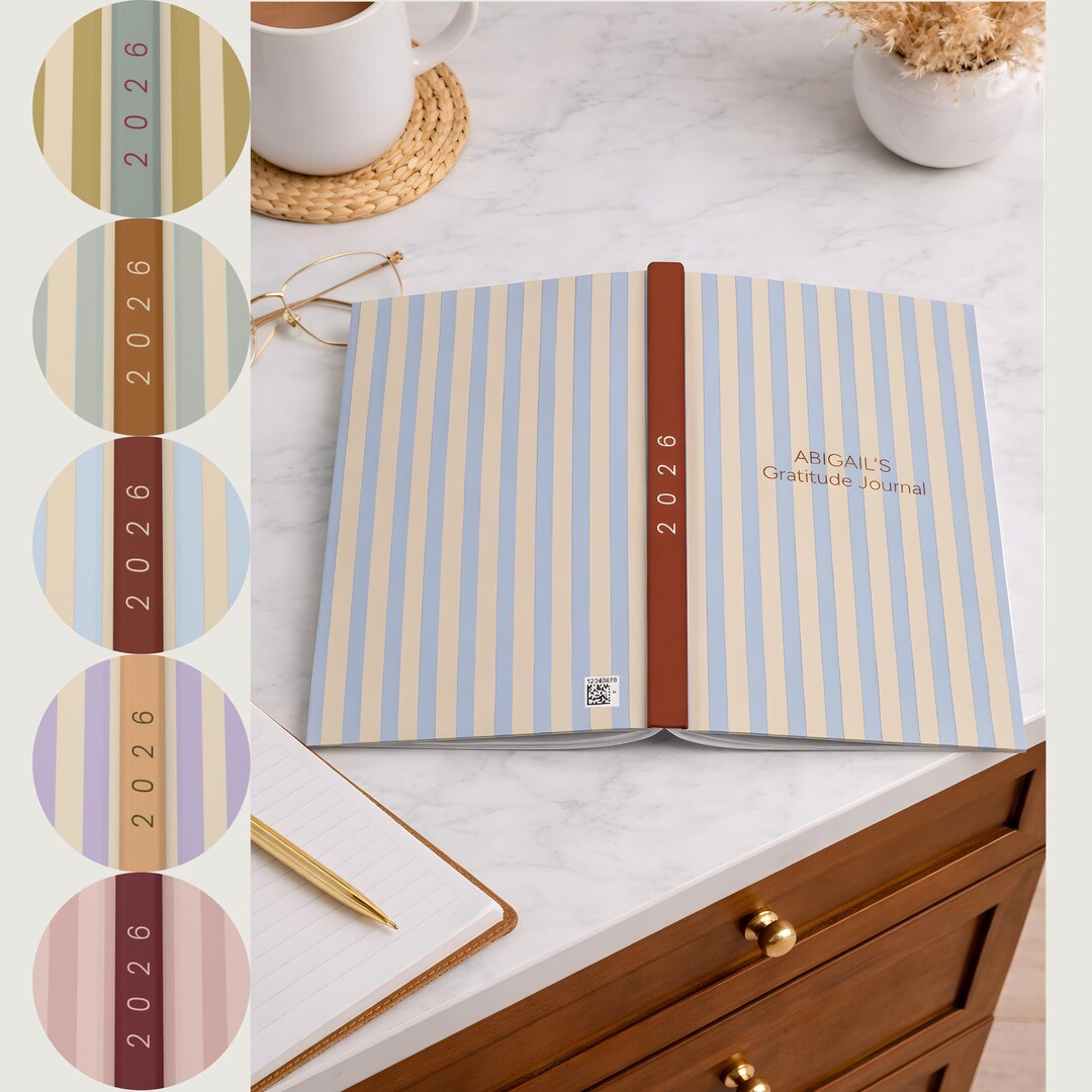 Custom Journal Gift for Her, Stripes With Name or Custom Text on Cover ...