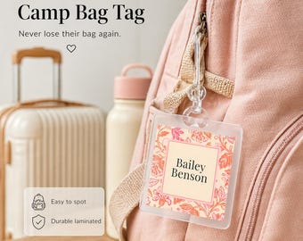 Bloemen gelamineerd vierkant aangepast naamplaatje voor kampschool kinderdagverblijf Gepersonaliseerde set naamkaartjes voor luiertas rugzak sport reisbagage