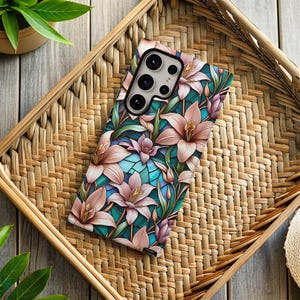 Samsung Galaxy Case Stained Glass Effect Case Floral Pattern Galaxy S25 Ultra Plus S20 S21 FE Case for S25 S24 S23 S22 S21 S20 S10