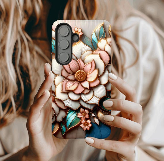Samsung Galaxy S26 Case Gift Floral Pattern Stained Phone Cover Glass Effect Phone Case Galaxy Plus Ultra FE for S25 S24 S23 S22 S21 S20 S10