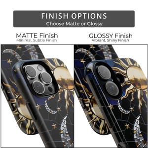 Celestial Art Phone Case Unique Stained Glass Galaxy Design, Dark Blue Moon Star iPhone Case, Cosmic Night Sky, Tough Case, MagSafe Case image 5