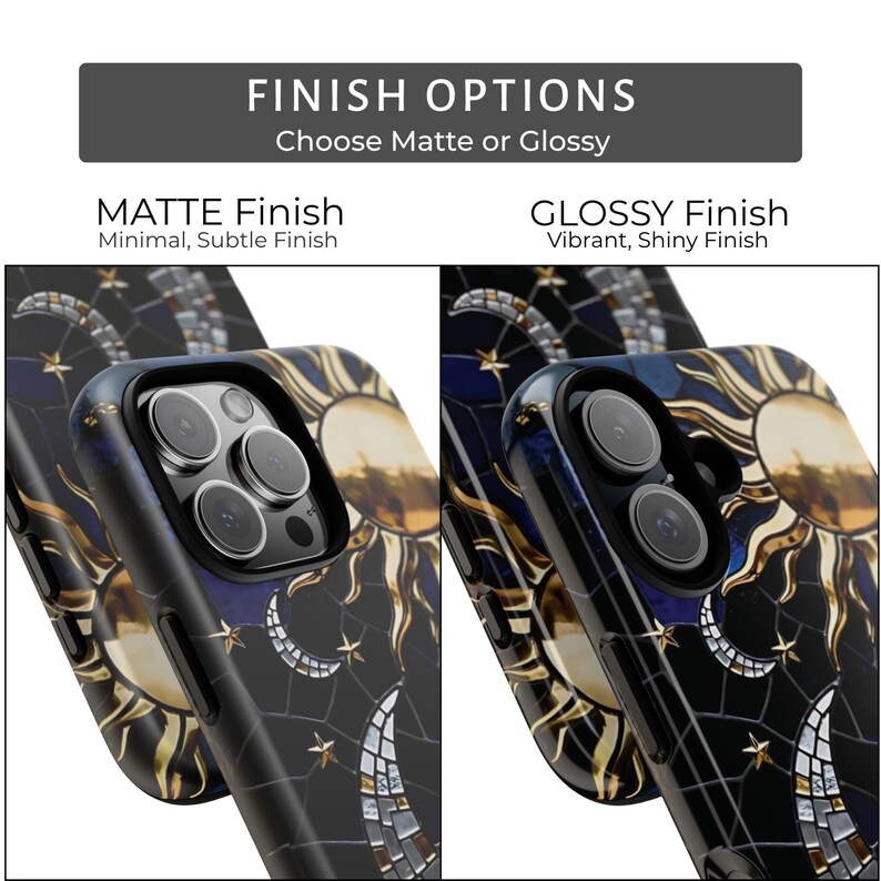 Celestial Art Phone Case Unique Stained Glass Galaxy Design, Dark Blue Moon Star iPhone Case, Cosmic Night Sky, Tough Case, MagSafe Case image 5