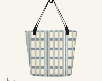 Coastal-draagtas, strandtas met all-over print, minimalistische reistas, draagtas grote binnenzak, Coastal Market-tas