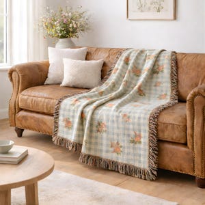 Cozy cottagecore throw blanket with classic fringe detail
