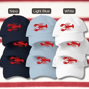 Embroidered Lobster Baseball Cap: Americana Nautical Style