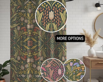 Bathroom Decor Cottagecore Home Decor for Bathroom Shower Curtain William Morris Style Floral Bath Curtain Botanical Sage Green Pattern