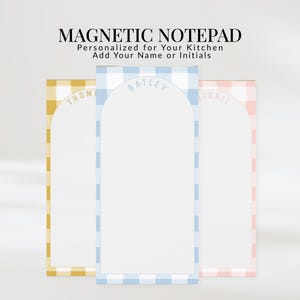 Personalized Magnetic Notepad, Gingham Kitchen Grocery List Pad