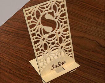 Alphabet Phone Stand SVG | Laser Cut Wooden Desk Holder (Digital Download)