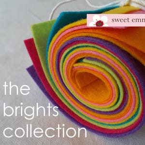 9x12 Wool Felt Sheets - A Collection of Bright Colors - 8 Sheets of Felt