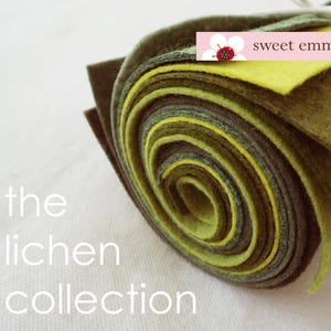 The Lichen Collection - 9x12 Sheets of Felt - 8 Shades of Green Wool Felt Sheets