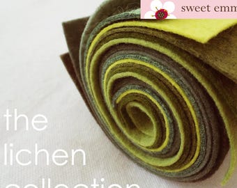 Green Wool Blend Felt Sheets: Lichen Collection, 9x12 (8 Colors)