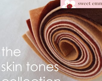 9x12 Wool Felt Sheets - The Skin Tones Collection - 8 Sheets of Felt