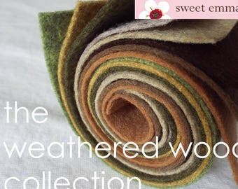 Weathered Wood - Wool Blend Felt Sheets: 8 colors
