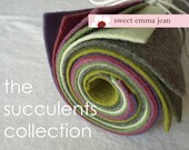9x12 Wool Felt Sheets - The Succulents Collection - 8 Sheets of Felt