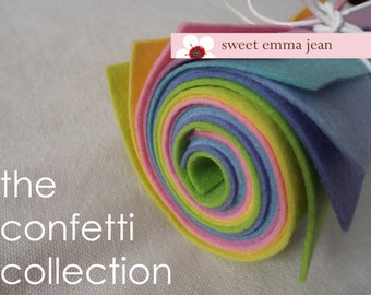 The Confetti Collection - 9x12 Wool Felt Sheets - 8 Sheets of Felt