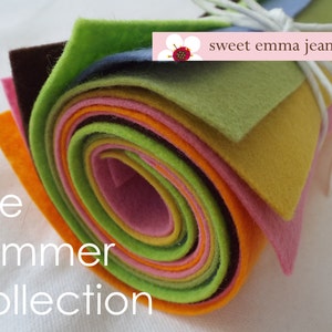 9x12 Wool Felt Sheets A Collection of Summer Colors 8 Sheets of Felt image 1