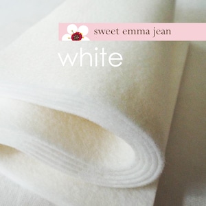 Wool Felt 1/2 yard cut - White - Wool Blend Felt