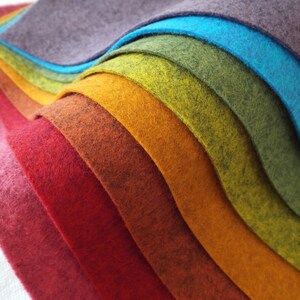 9x12 Wool Felt Sheets The Rainbow Heathers Collection 8 Sheets of Felt image 5