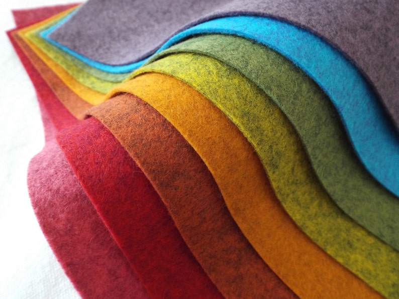 9x12 Wool Felt Sheets The Rainbow Heathers Collection 8 Sheets of Felt image 5