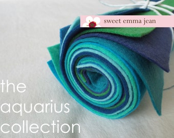 9x12 Wool Felt Sheets - The Aquarius Collection - 8 Sheets of Wool Blend Felt