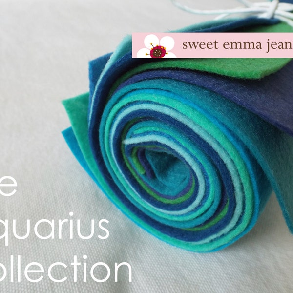 9x12 Wool Felt Sheets - The Aquarius Collection - 8 Sheets of Wool Blend Felt