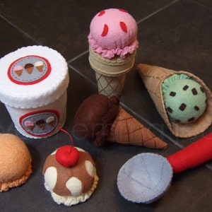Filzspiel Essen Schnittmuster - Eis Set PDF - DIY Filz Essen