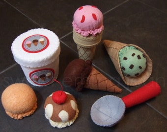 Felt Play Food Pattern - Ice Cream Set PDF - DIY Felt Food
