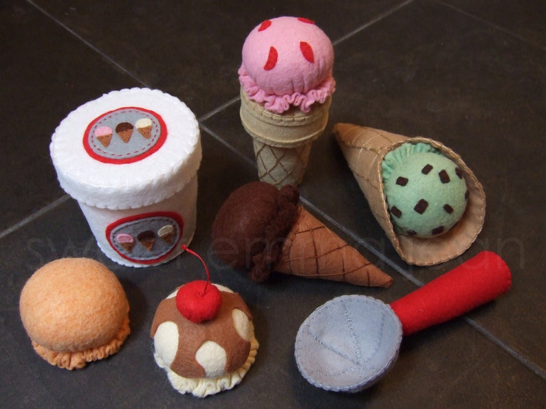 Felt Play Food Pattern Ice Cream Set PDF DIY Felt Food image 1