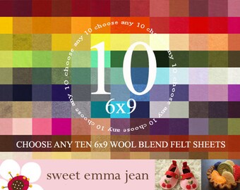 6x9 Felt Sheets - Choose any TEN merino wool felt sheets