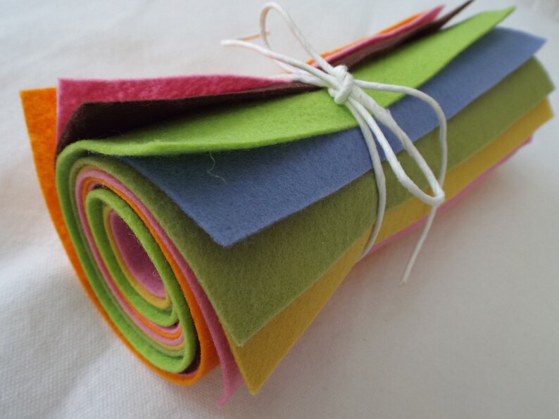 9x12 Wool Felt Sheets A Collection of Summer Colors 8 Sheets of Felt image 4