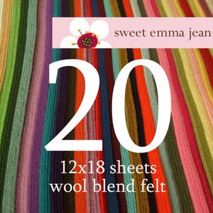 Wool Felt Sheets - Choose Any Twenty 12x18 Sheets - Merino Wool Blend Felt
