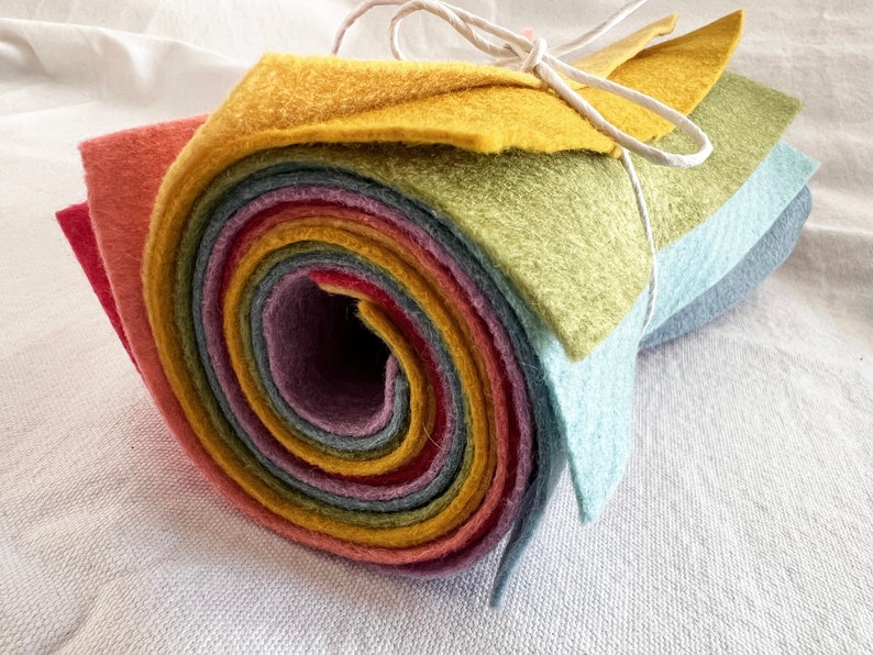 9x12 Wool Felt Sheets The Subdued Rainbow Collection 8 Sheets of Felt image 5