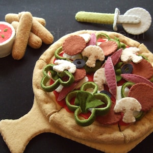 Felt Food Pattern - Felt Pizza Party Set - Pattern PDF - DIY Felt Play Food