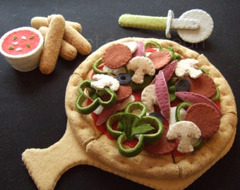 Felt Food Pattern - Felt Pizza Party Set - Pattern PDF - Fai da te Felt Play Food