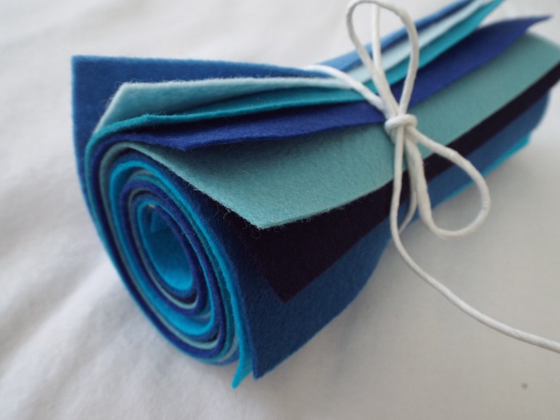 9x12 Wool Felt Sheets The Ocean Collection 8 Sheets of Blue Felt image 4