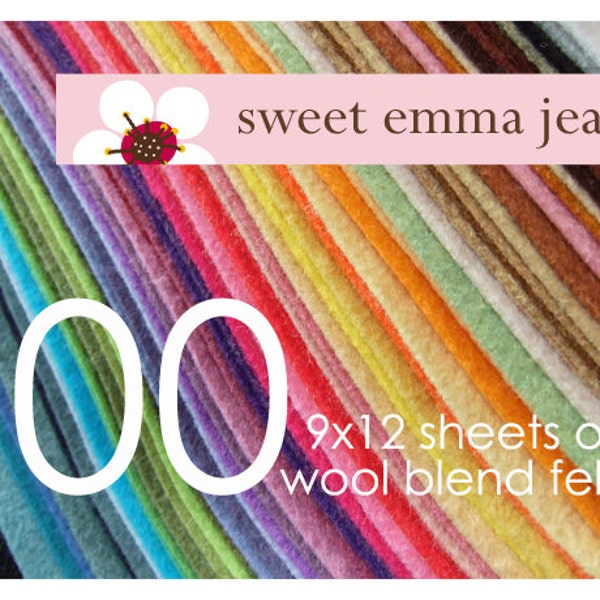 Choose Any One Hundred (100) - Merino Wool Blend Felt Sheets - 9x12 size