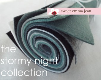 9x12 Wool Felt Sheets - The Stormy Night Collection - 8 Sheets of Felt