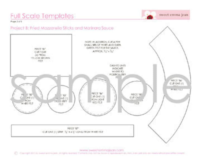 Felt Food Pattern Felt Pizza Party Set Pattern PDF DIY Felt Play Food image 4