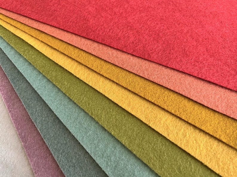 9x12 Wool Felt Sheets The Subdued Rainbow Collection 8 Sheets of Felt image 4