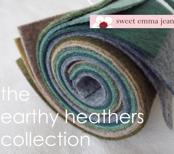 Earthy Heather Wool Blend Felt Sheets: 9x12 Craft Supply, 8 Colors