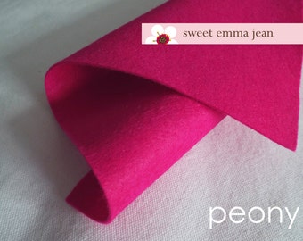 Wool Felt 1 yard cut - Peony - deep pink wool blend felt