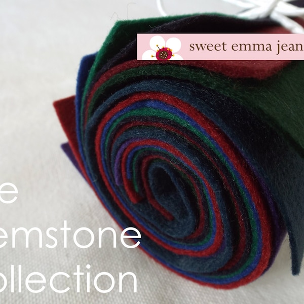 9x12 Wool Felt Sheets - The Gemstone Collection - 8 sheets of wool blend felt