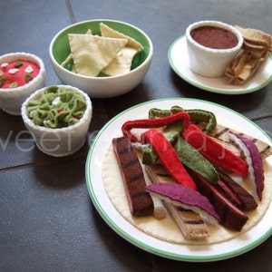Felt Play Food Pattern - Fajita Dinner - Felt Mexican Food PDF - DIY Felt Food