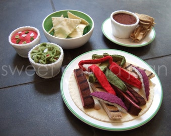 Felt Play Food Pattern - Fajita Dinner - Felt Mexican Food PDF - DIY Felt Food