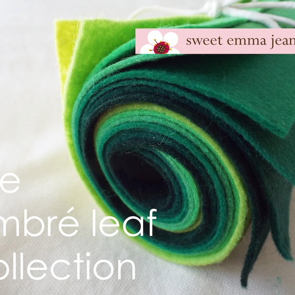 9x12 Wool Felt Sheets - The Ombre Leaf Collection - 8 Sheets of Felt