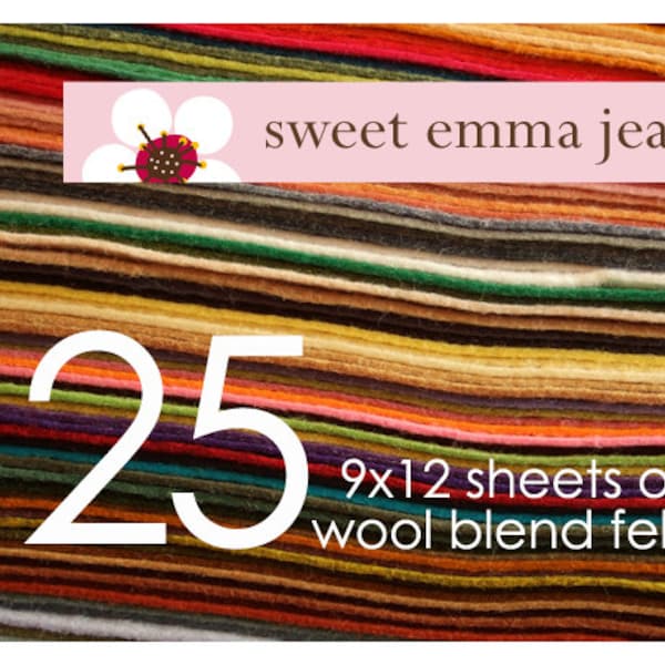 FELT - Wool Felt Sheets - Choose Any Twenty-Five (25) - Wool Blend Felt