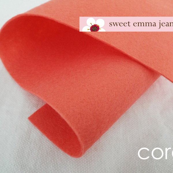 Wool Felt 1/2 (one half) yard cut - Coral - wool blend felt