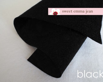 Wool Felt 1/2 yard cut - Black - Wool Blend Felt