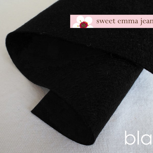 Wool Felt 1/2 yard cut - Black - Wool Blend Felt