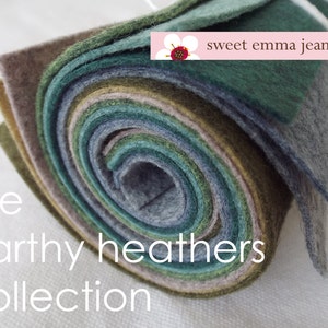 Wool Felt Sheets - The Earthy Heathers Collection - 8 Sheets of 9x12 Felt